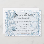 Blue Toileフランスののカスタム招待状バージョン2 招待状 (正面/裏面)