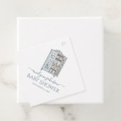 Blue Toile Botanical Wardrobe Baby Shower  フェイバータグ (インサイチュ)