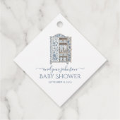 Blue Toile Botanical Wardrobe Baby Shower  フェイバータグ (裏面)