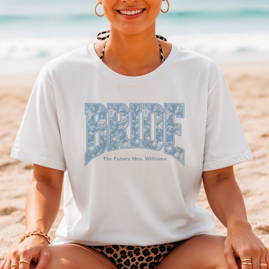 Blue Toile BRIDE Engagement Shower Bach Party Tシャツ