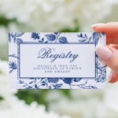Blue Toile Chinoiserie Bridal Shower Registry Card 名刺
