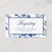 Blue Toile Chinoiserie Bridal Shower Registry Card 名刺 (正面)