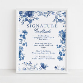 Blue Toile Chinoiserie Signature Cocktail Menu ポスター