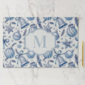 Blue Toile Christmas Ornaments Paper Placemat ペーパーパッド (インサイチュ)