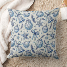 Blue Toile Christmas Ornaments Seamless