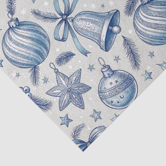 Blue Toile Christmas Ornaments Seamless 薄葉紙 (詳細)
