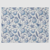 Blue Toile Christmas Ornaments Seamless 薄葉紙 (正面)