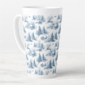 Blue Toile Christmas Pattern  カフェラテマグ (左アングル)