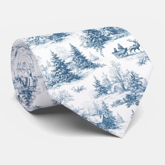 Blue Toile Christmas Pattern  ネクタイ (ロール)