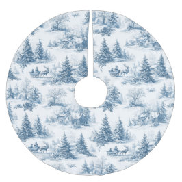 Blue Toile Christmas Pattern  ブラッシュドポリエステルツリースカート