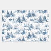Blue Toile Christmas Pattern  ラッピングペーパーシート (正面2)