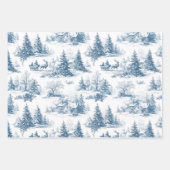 Blue Toile Christmas Pattern  ラッピングペーパーシート (正面)
