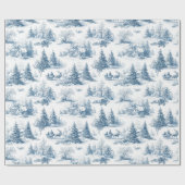 Blue Toile Christmas Pattern ラッピングペーパー (フラット)