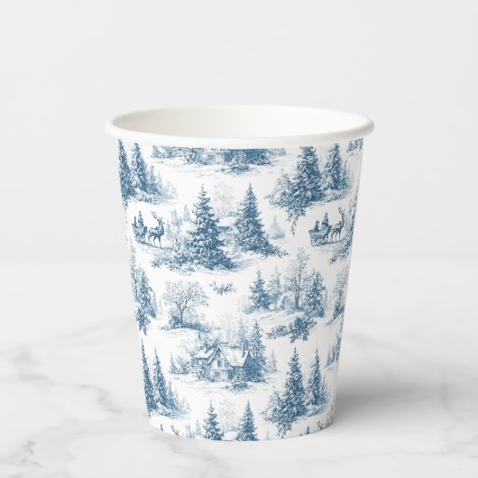 Blue Toile Christmas Pattern 紙コップ (裏面)