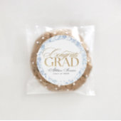 Blue Toile Congrats Grad Labels ラウンドシール
