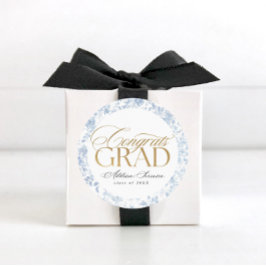 Blue Toile Congrats Grad Labels ラウンドシール