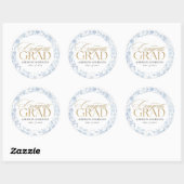 Blue Toile Congrats Grad Labels ラウンドシール (シート)