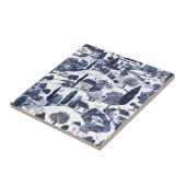 Blue Toile Countryside Scene (1) タイル (側面)