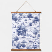 Blue Toile Countryside Scene (3) 吊り下げ型タペストリー (正面)