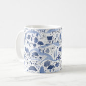 Blue Toile Countryside Scene (4) コーヒーマグカップ (正面左)
