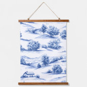 Blue Toile Countryside Scene (5) 吊り下げ型タペストリー (正面)