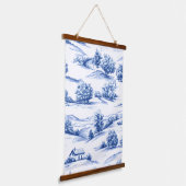 Blue Toile Countryside Scene (5) 吊り下げ型タペストリー (傾斜あり)
