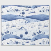 Blue Toile Countryside Scene (6) ラッピングペーパー (フラット)