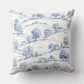 Blue Toile Countryside Scene (7) クッション (裏面)