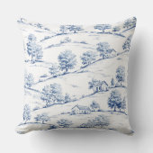 Blue Toile Countryside Scene (7) クッション (正面)