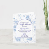 Blue Toile de Jouy Baby Shower Invitation 招待状 (正面)
