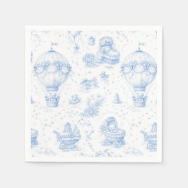 Blue Toile de Jouy Baby Shower Napkins スタンダードカクテルナプキン