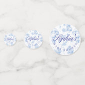 Blue Toile de Jouy Baby Shower Table Confetti コンフェッティ (裏面)