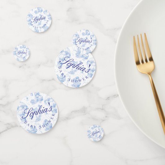 Blue Toile de Jouy Baby Shower Table Confetti コンフェッティ (グループ)