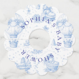 Blue Toile de Jouy Baby Shower Wine Glass Tags ワイングラスタグ