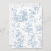Blue Toile de Jouy Baptism & First Birthday Bow  招待状 (裏面)