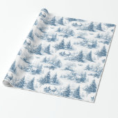 Blue Toile de Jouy Christmas Wrapping Paper ラッピングペーパー (アンロールド)