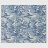 Blue Toile Easter Bunny | Vintage Rabbit ラッピングペーパー (フラット)