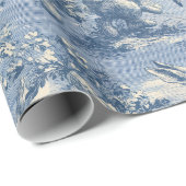 Blue Toile Easter Bunny | Vintage Rabbit ラッピングペーパー (ロールコーナー)