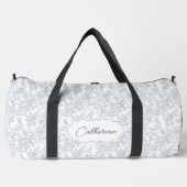 Blue Toile Floral Lace Personalized ダッフルバッグ (正面)