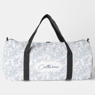 Blue Toile Floral Lace Personalized ダッフルバッグ