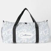 Blue Toile Floral Lace Personalized ダッフルバッグ (裏面)