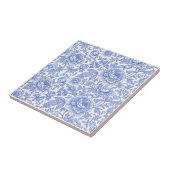 Blue Toile Floral Pattern Classic Botanical タイル (側面)