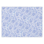 Blue Toile Floral Pattern Classic Botanical テーブルクロス (正面(横))