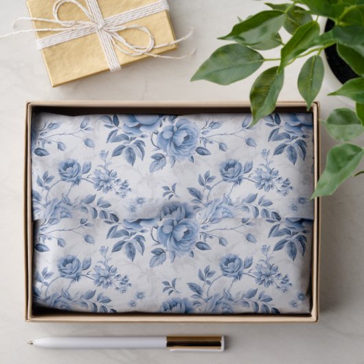 Blue Toile Floral Tissue Paper 薄葉紙 (ギフト)