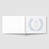 Blue Toile Floral Wreath Wedding Guest Book ゲストブック (全面)