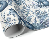 Blue Toile Fox Vintage  ラッピングペーパー (ロールコーナー)