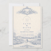 Blue Toile Garden Estate Wedding セーブザデート (正面)