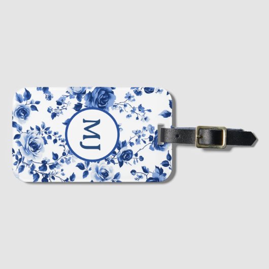 Blue Toile Initial Luggage Tag ラゲッジタグ (正面横)