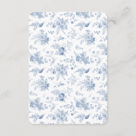 Blue Toile Jouyレジストリカード招待状の挿入 エンクロージャーカード (裏面)