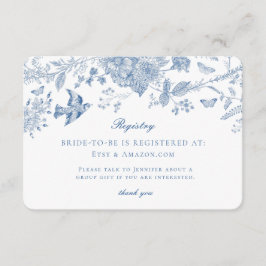 Blue Toile Jouyレジストリカード招待状の挿入 エンクロージャーカード